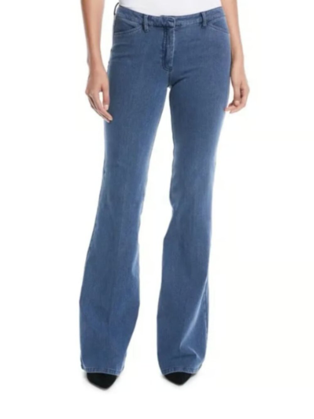 Theory Demitria Flare Trouser Jeans Sz 6 Low-Rise Retro Vintage Light Indigo